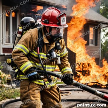 Eineen Feuerwehrmann im Einsatz der eine